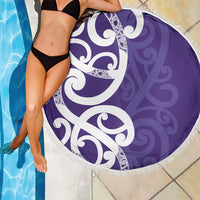 Violet Green Maori Beach Blanket Koru Kowhaiwhai - Polynesian Pride