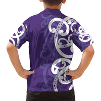 Violet Green Maori Family Matching Off Shoulder Maxi Dress and Hawaiian Shirt Koru Kowhaiwhai LT7 - Polynesian Pride