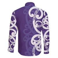 Violet Green Maori Family Matching Off Shoulder Short Dress and Hawaiian Shirt Koru Kowhaiwhai LT7 - Polynesian Pride