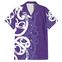 Violet Green Maori Family Matching Short Sleeve Bodycon Dress and Hawaiian Shirt Koru Kowhaiwhai LT7 Dad's Shirt - Short Sleeve Violet - Polynesian Pride