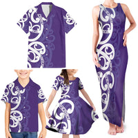 Violet Green Maori Family Matching Tank Maxi Dress and Hawaiian Shirt Koru Kowhaiwhai LT7 - Polynesian Pride