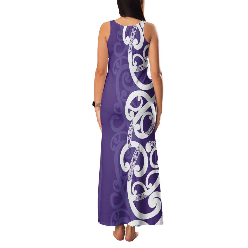 Violet Green Maori Family Matching Tank Maxi Dress and Hawaiian Shirt Koru Kowhaiwhai LT7 - Polynesian Pride