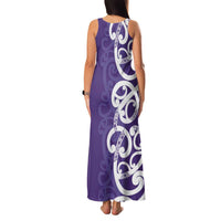 Violet Green Maori Family Matching Tank Maxi Dress and Hawaiian Shirt Koru Kowhaiwhai LT7 - Polynesian Pride