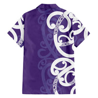 Violet Green Maori Hawaiian Shirt Koru Kowhaiwhai - Polynesian Pride