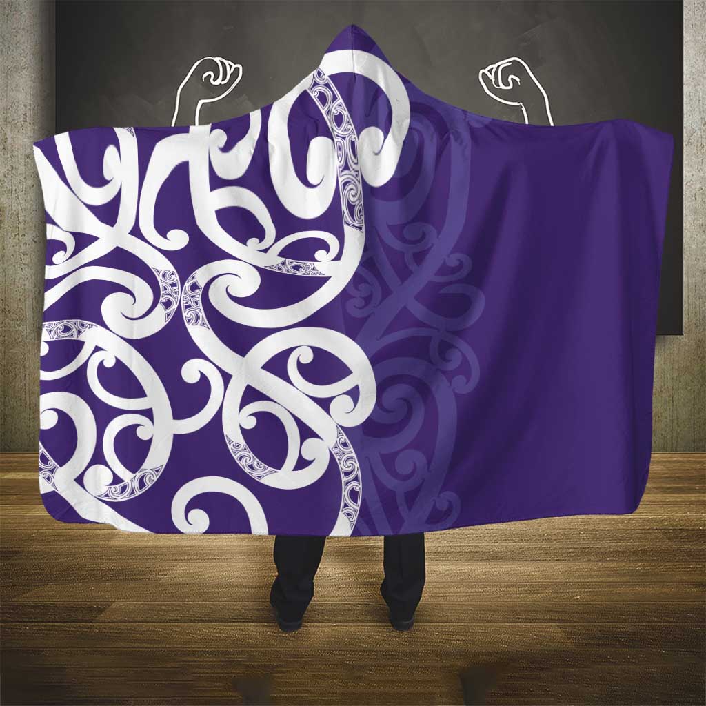 Violet Green Maori Hooded Blanket Koru Kowhaiwhai - Polynesian Pride