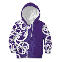 Violet Green Maori Kid Hoodie Koru Kowhaiwhai - Polynesian Pride