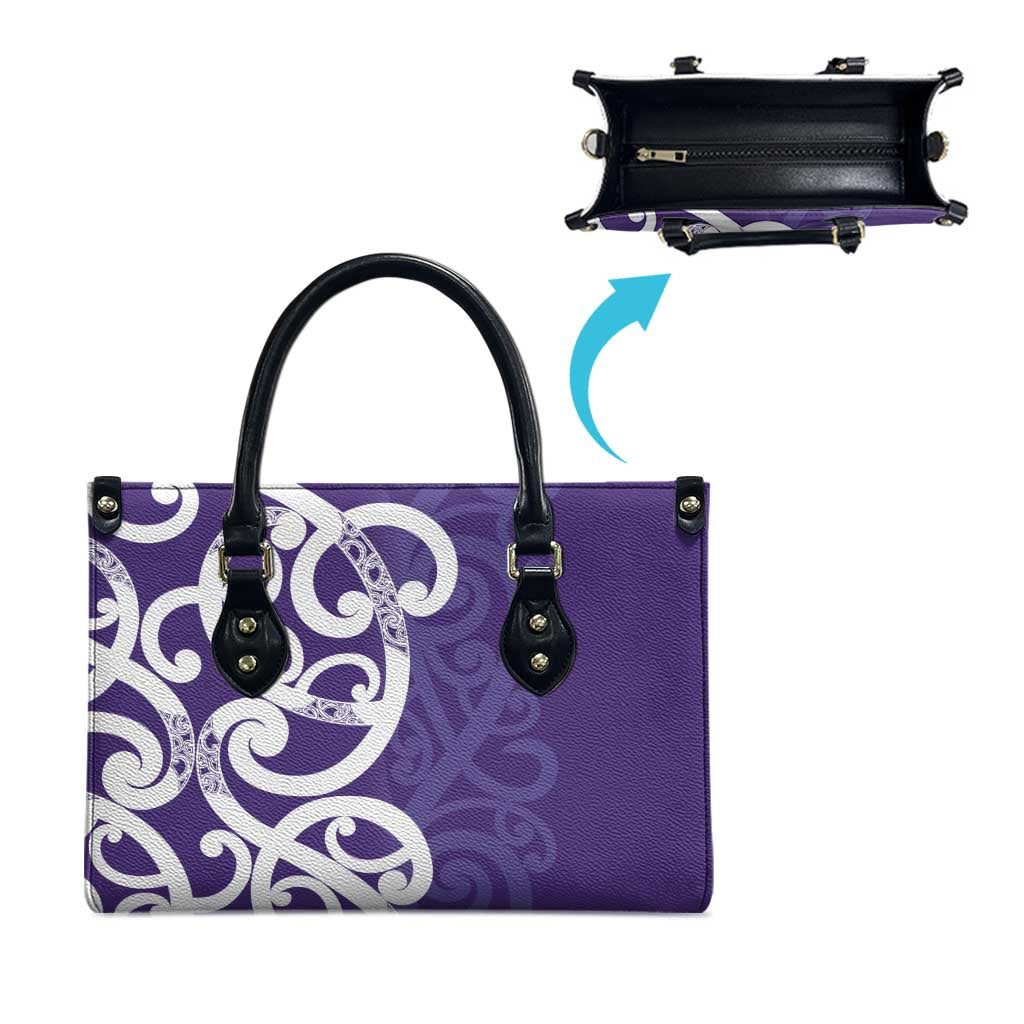 Violet Green Maori Leather Bag Koru Kowhaiwhai - Polynesian Pride