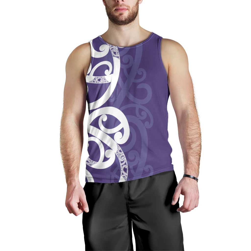Violet Green Maori Men Tank Top Koru Kowhaiwhai - Polynesian Pride