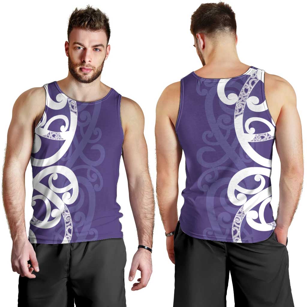 Violet Green Maori Men Tank Top Koru Kowhaiwhai - Polynesian Pride