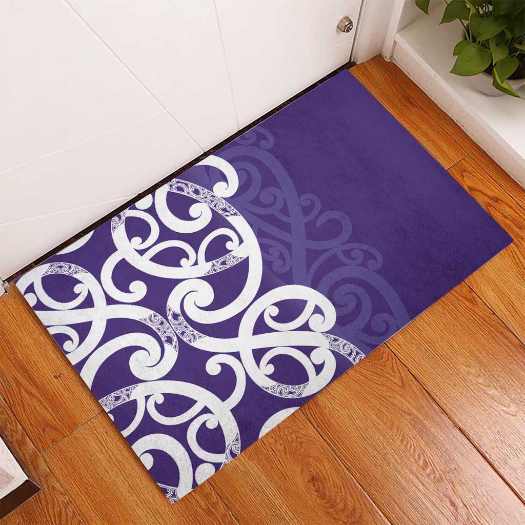 Violet Green Maori Rubber Doormat Koru Kowhaiwhai - Polynesian Pride