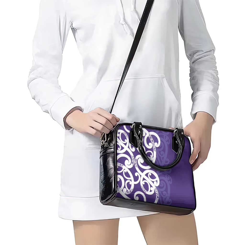 Violet Green Maori Shoulder Handbag Koru Kowhaiwhai - Polynesian Pride