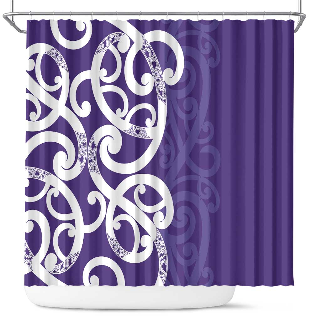 Violet Green Maori Shower Curtain Koru Kowhaiwhai - Polynesian Pride