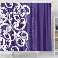 Violet Green Maori Shower Curtain Koru Kowhaiwhai - Polynesian Pride