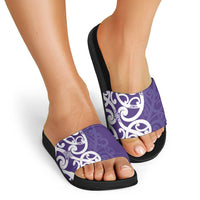 Violet Green Maori Slide Sandals Koru Kowhaiwhai - Polynesian Pride