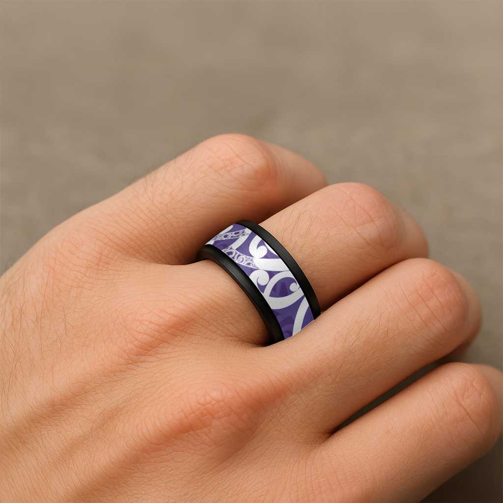 Violet Green Maori Spinner Ring Koru Kowhaiwhai LT7 - Polynesian Pride