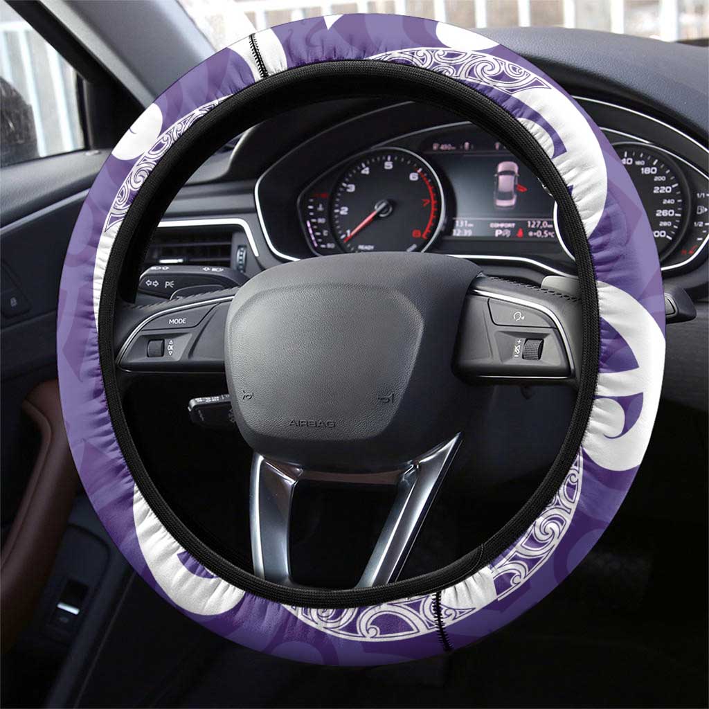 Violet Green Maori Steering Wheel Cover Koru Kowhaiwhai - Polynesian Pride