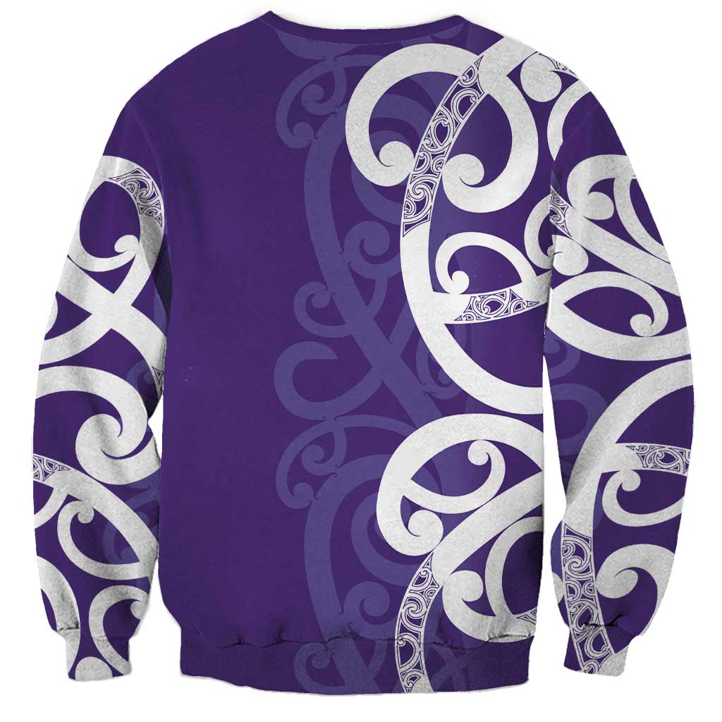 Violet Green Maori Sweatshirt Koru Kowhaiwhai - Polynesian Pride