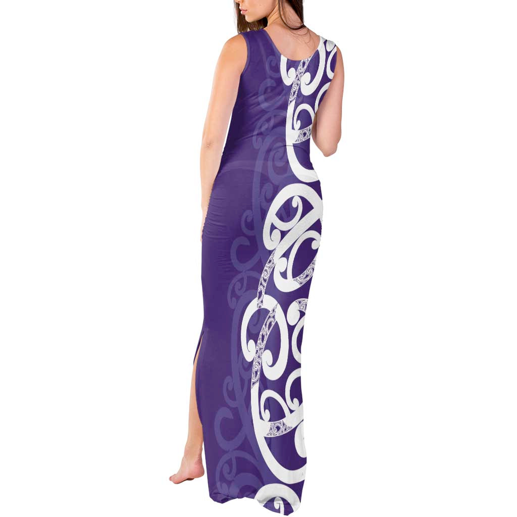Violet Green Maori Tank Maxi Dress Koru Kowhaiwhai - Polynesian Pride