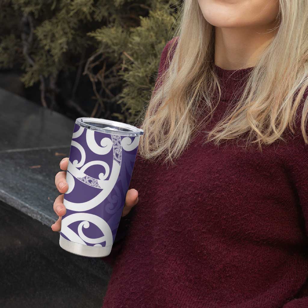Violet Green Maori Tumbler Cup Koru Kowhaiwhai - Polynesian Pride