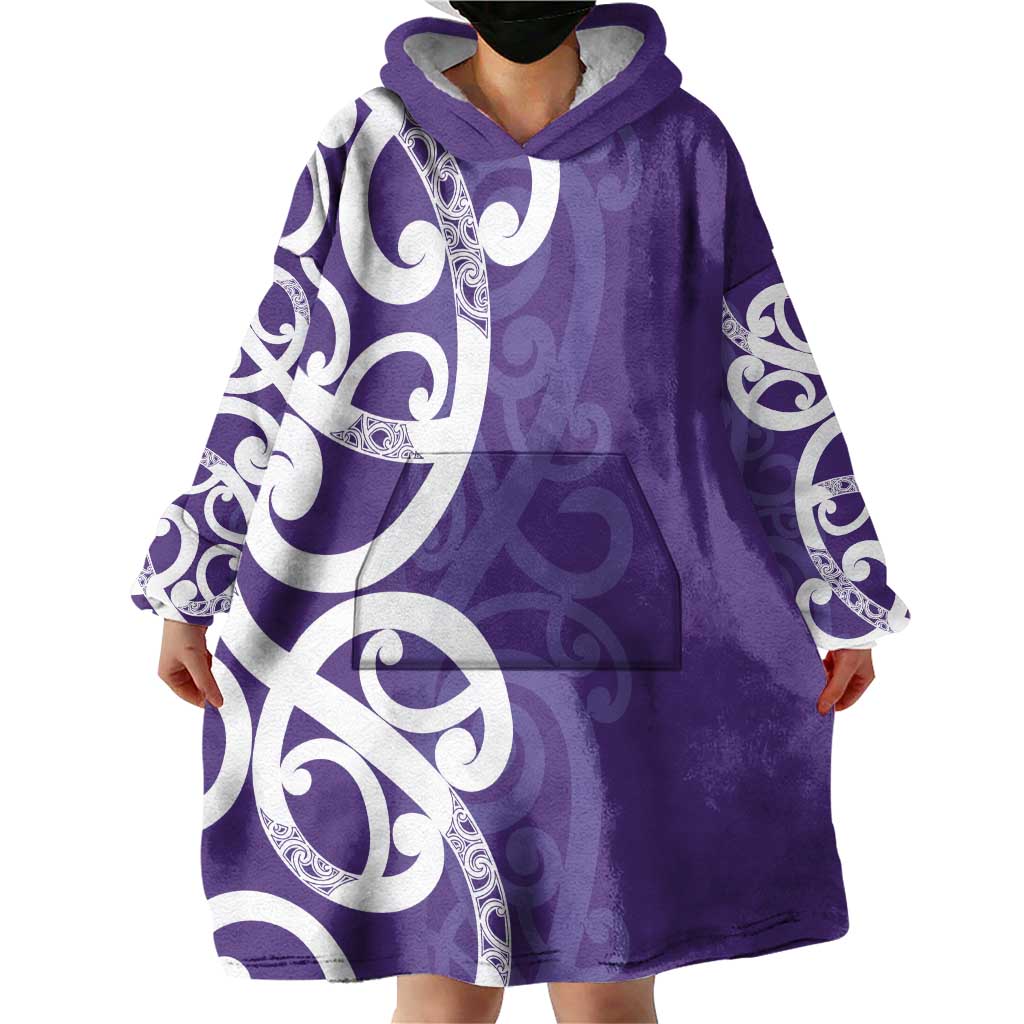 Violet Green Maori Wearable Blanket Hoodie Koru Kowhaiwhai - Polynesian Pride