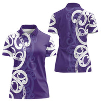 Violet Green Maori Women Polo Shirt Koru Kowhaiwhai - Polynesian Pride