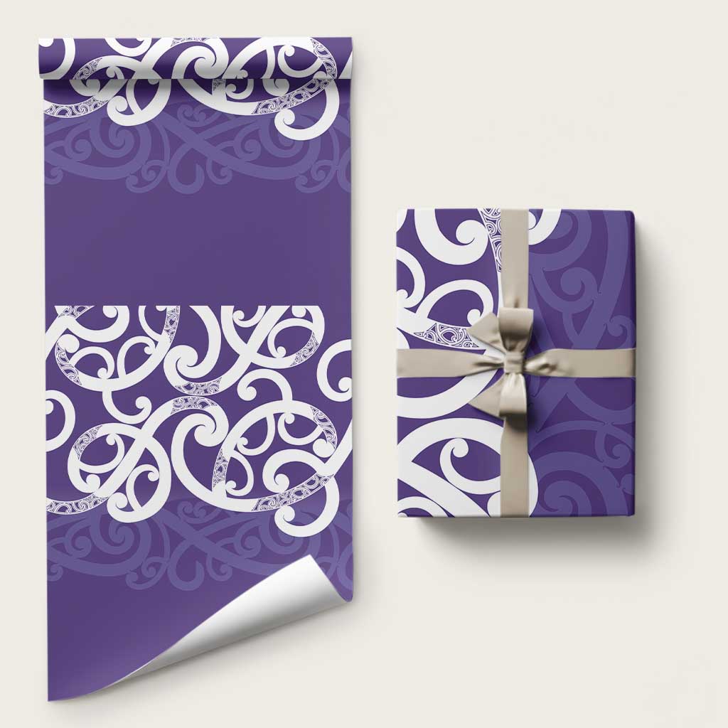 Violet Green Maori Wrapping Paper Koru Kowhaiwhai