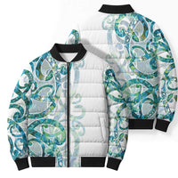 Paua Shell Maori Bomber Puffer Jacket Koru Kowhaiwhai - Polynesian Pride