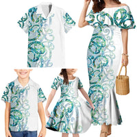 Paua Shell Maori Family Matching Mermaid Dress and Hawaiian Shirt Koru Kowhaiwhai LT7 - Polynesian Pride