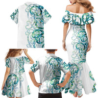 Paua Shell Maori Family Matching Mermaid Dress and Hawaiian Shirt Koru Kowhaiwhai LT7 - Polynesian Pride