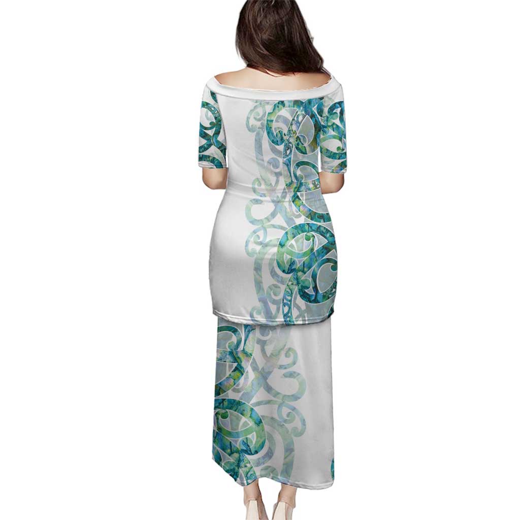 Paua Shell Maori Family Matching Puletasi and Hawaiian Shirt Koru Kowhaiwhai - Polynesian Pride