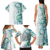 Paua Shell Maori Family Matching Tank Maxi Dress and Hawaiian Shirt Koru Kowhaiwhai LT7 - Polynesian Pride