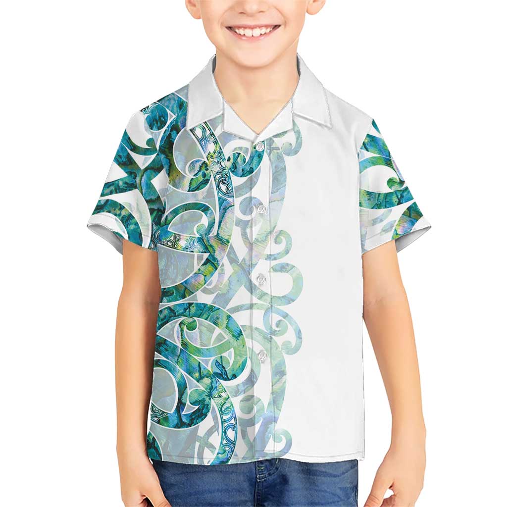 Paua Shell Maori Kid Hawaiian Shirt Koru Kowhaiwhai - Polynesian Pride
