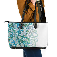 Paua Shell Maori Leather Tote Bag Koru Kowhaiwhai - Polynesian Pride