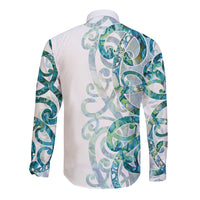 Paua Shell Maori Long Sleeve Button Shirt Koru Kowhaiwhai - Polynesian Pride