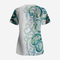 Paua Shell Maori Scrub Top - Koru Kowhaiwhai Design LT7 - Polynesian Pride