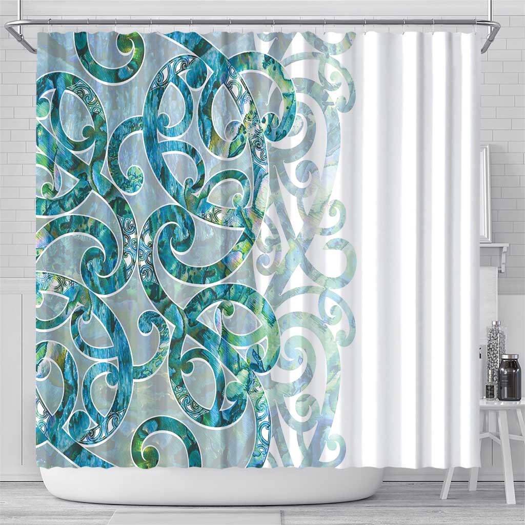 Paua Shell Maori Shower Curtain Koru Kowhaiwhai - Polynesian Pride