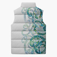 Paua Shell Maori Sleeveless Puffer Jacket Koru Kowhaiwhai - Polynesian Pride