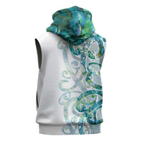 Paua Shell Maori Sleeveless Zip Hoodie Koru Kowhaiwhai - Polynesian Pride