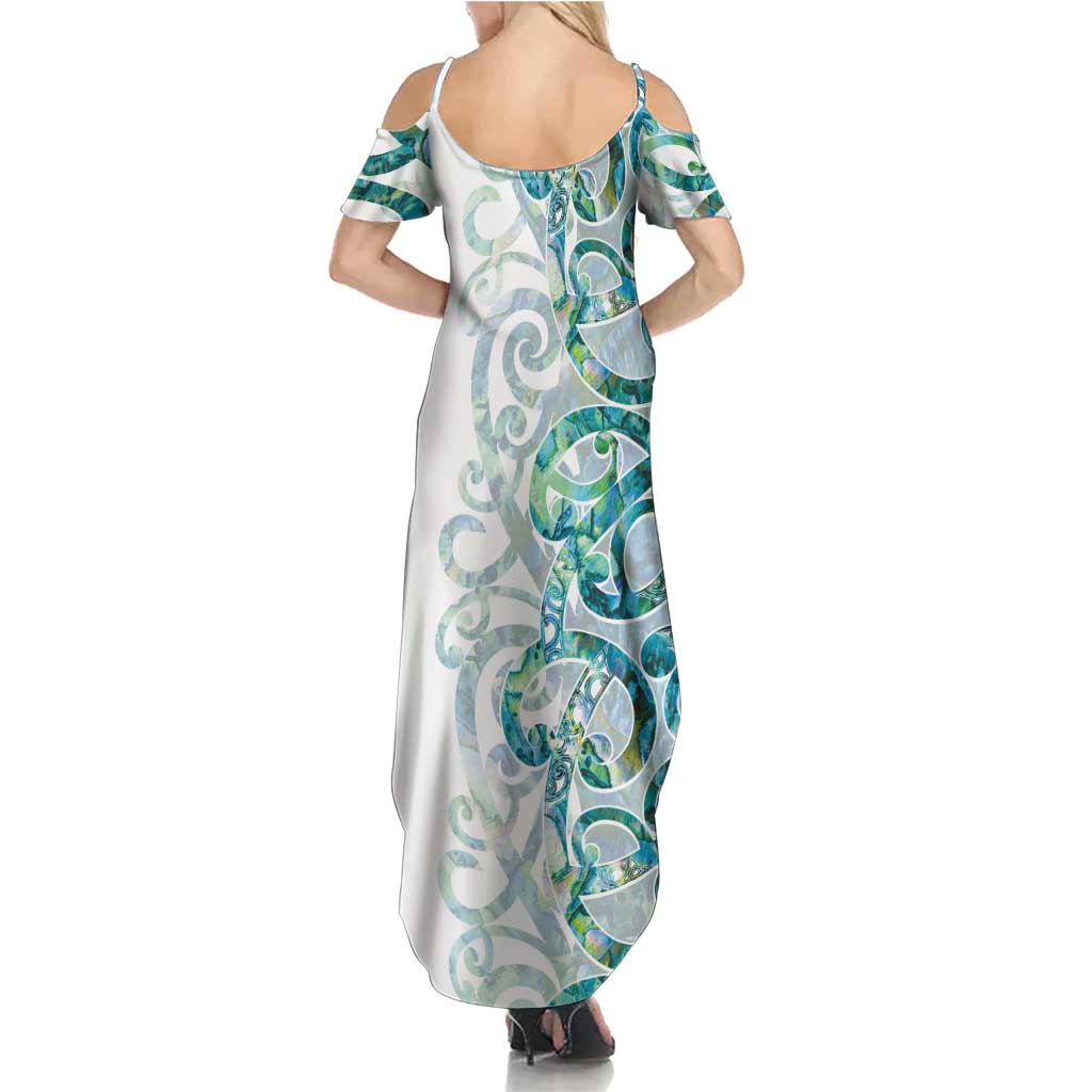 Paua Shell Maori Summer Maxi Dress Koru Kowhaiwhai - Polynesian Pride