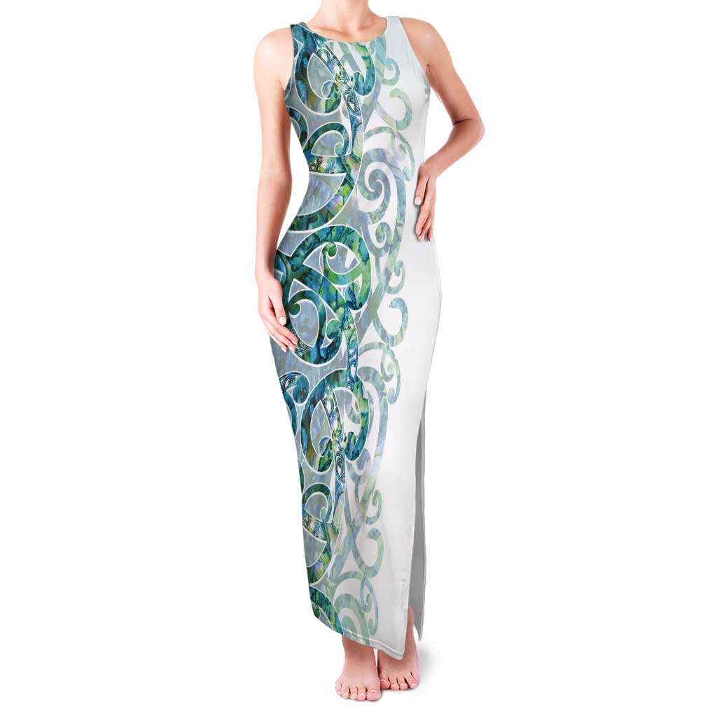 Paua Shell Maori Tank Maxi Dress Koru Kowhaiwhai - Polynesian Pride