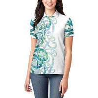 Paua Shell Maori Women Polo Shirt Koru Kowhaiwhai - Polynesian Pride