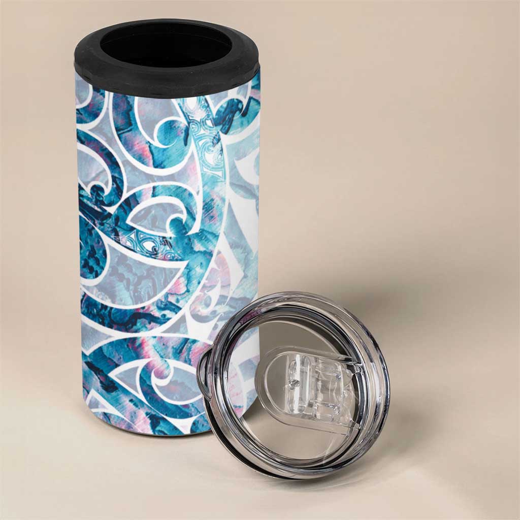 Turquoise Paua Shell Maori 4 in 1 Can Cooler Tumbler Koru Kowhaiwhai - Polynesian Pride