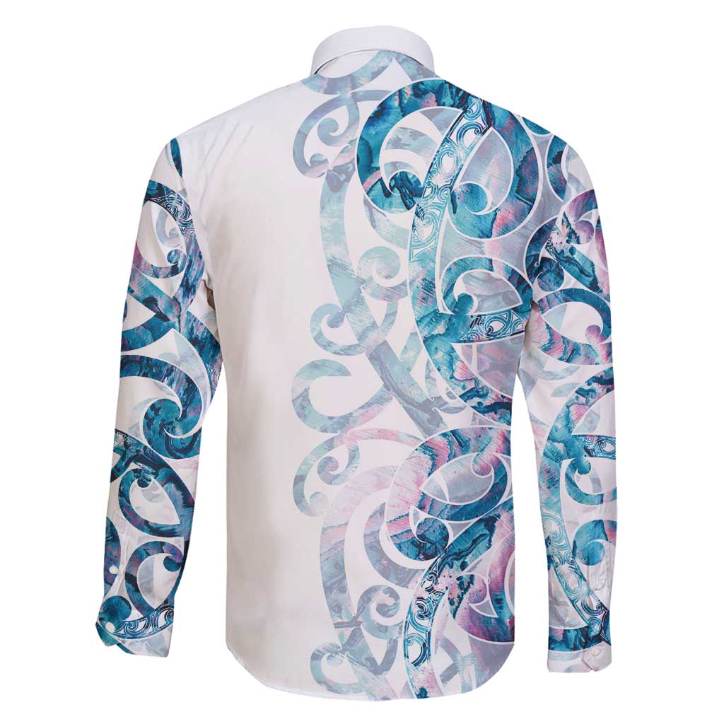 Turquoise Paua Shell Maori Family Matching Tank Maxi Dress and Hawaiian Shirt Koru Kowhaiwhai LT7 - Polynesian Pride