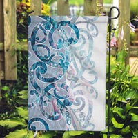 Turquoise Paua Shell Maori Garden Flag Koru Kowhaiwhai - Polynesian Pride