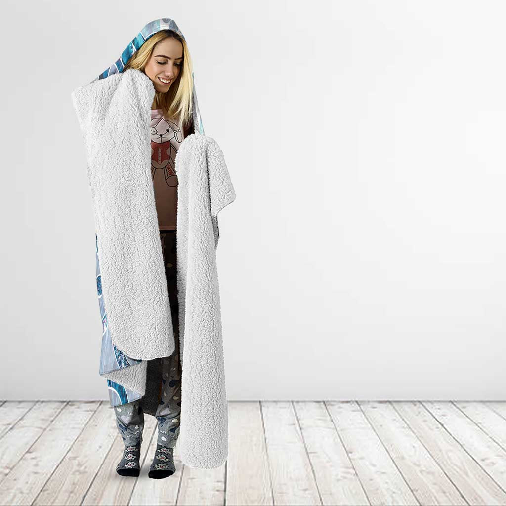 Turquoise Paua Shell Maori Hooded Blanket Koru Kowhaiwhai - Polynesian Pride