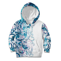 Turquoise Paua Shell Maori Kid Hoodie Koru Kowhaiwhai - Polynesian Pride