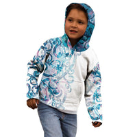 Turquoise Paua Shell Maori Kid Hoodie Koru Kowhaiwhai - Polynesian Pride