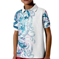 Turquoise Paua Shell Maori Kid Polo Shirt Koru Kowhaiwhai - Polynesian Pride