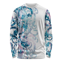 Turquoise Paua Shell Maori Long Sleeve Shirt Koru Kowhaiwhai - Polynesian Pride