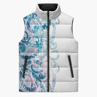 Turquoise Paua Shell Maori Sleeveless Puffer Jacket Koru Kowhaiwhai - Polynesian Pride